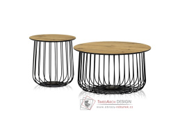 AF-3007 OAK, konferenční stolek - sada 2ks, černá / dub divoký