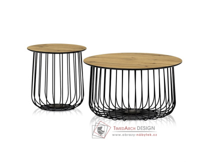 AF-3007 OAK, konferenční stolek - sada 2ks, černá / dub divoký