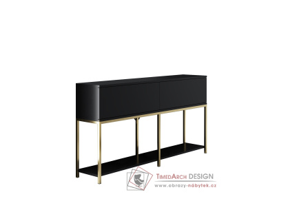 LORD, konzolový stolek se skříňkou, zlatá / černá