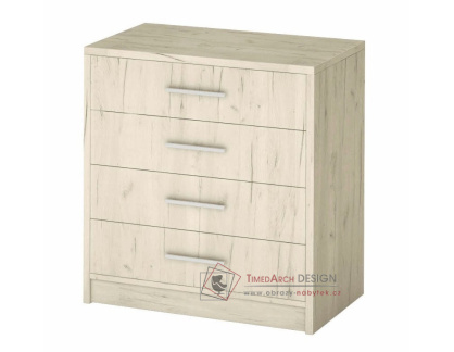 GENEWA 1, komoda se 4-mi zásuvkami, dub kraft