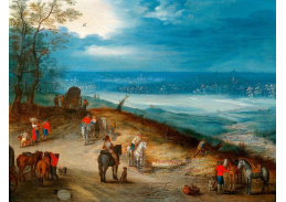 A-3555 Jan Brueghel - Rolníci na cestě v rozsáhlé krajině