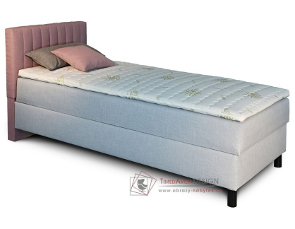 NOVO, čalouněná postel - boxspring 90x200cm, čelo u hlavy