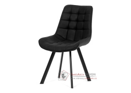 HC-V3066 BK3, jídelní židle, černá / látka černá v dekoru broušené kůže
