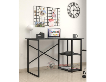 BUSTOS, psací stůl s policemi 60x120cm, černá / antracit