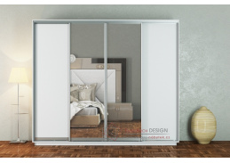 MAGNA, šatní skříň s posuvnými dveřmi 280cm, bílá / zrcadla