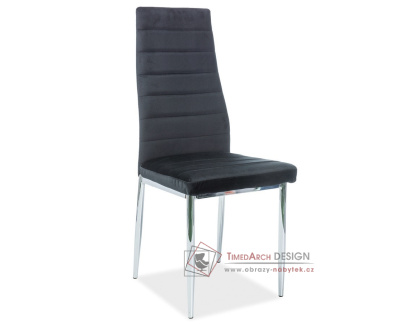 H-261 VELVET, jídelní čalouněná židle, chrom / látka černá