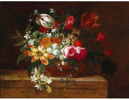 DDSO-1454 Pieter Casteels - Zátiší s květinami v hliněné nádobě