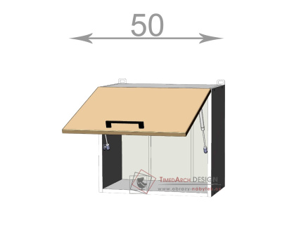 horní vysoká výklopná skříňka š.50, v.46, Kaiser W5046, bílá/kouř mat