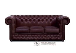 CHESTERFIELD LORD, pohovka 3-křeslo, kůže hnědá