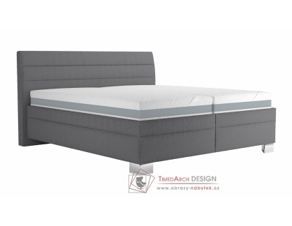 VERNON, čalouněná postel 160x200cm, látka tmavě šedá / matrace ASTERIA