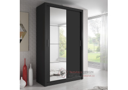 ARTI 06, šatní skříň s posuvnými dveřmi 120cm, černá / zrcadla