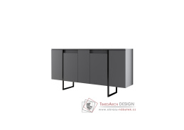 LUXE, komoda s 5-ti zásuvkami, černá / antracit