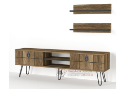 RETIRO, televizní stolek 2-dveřový s poličkami, černá / ořech