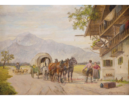 DDSO-3952 Ludwig Müller-Cornelius - Koňský povoz před velkým statkem