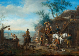 D-6659 Jan Frans Bredael - Krajina s postavami vykládajícími zboží