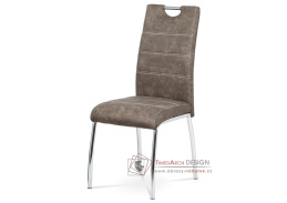 HC-486 BR3, jídelní židle, chrom / látka hnědá