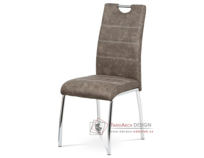 HC-486 BR3, jídelní židle, chrom / látka hnědá