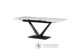 HT-W1630 WT, jídelní stůl 140+40x85cm, černá / bílá