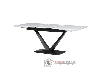 HT-W1630 WT, jídelní stůl 140+40x85cm, černá / bílá