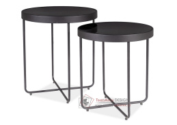 ATENA, konferenční stolek - sada 2ks, černá / černé sklo