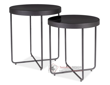 ATENA, konferenční stolek - sada 2ks, černá / černé sklo