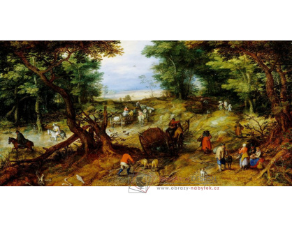 D-8363 Jan Brueghel - Lesní cesta s postavami a povozem