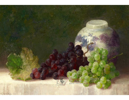 VN-198 Max Streckenbach - Zátiší s hroznovým vínem a porcelánovou vázou