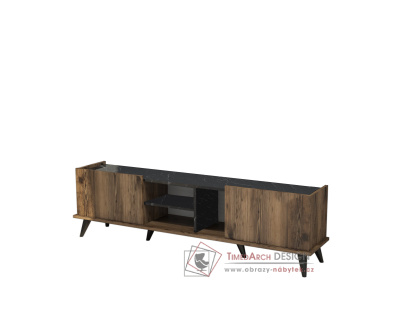 ELEGANTE 1330, televizní stolek 2-dveřový, černá / ořech