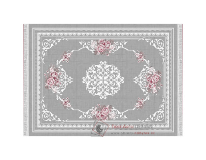 SEDEF 2, koberec 80x150cm, šedá / vzor květiny