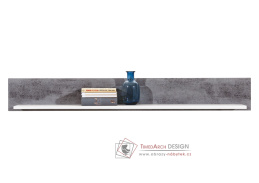 BRANDO B08, závěsná polička 151cm, bílá / beton