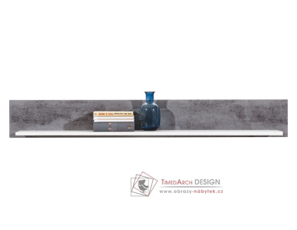 BRANDO B08, závěsná polička 151cm, bílá / beton