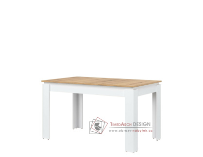 REMI ST06, jídelní stůl rozkládací 135-175x80cm, bílá / dub evoke