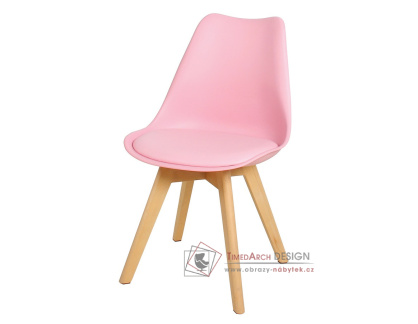CROSS II, jídelní židle, buk / plast růžový / ekokůže růžová