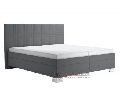 MICHAELA, čalouněná postel 160x200 s matracemi IBOR, látka šedá