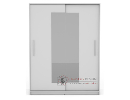 JULIE, šatní skříň s posuvnými dveřmi 150cm, bílá / zrcadlo