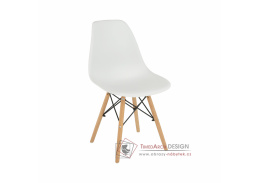 CINKLA 3 NEW, jídelní židle, buk / plast bílý