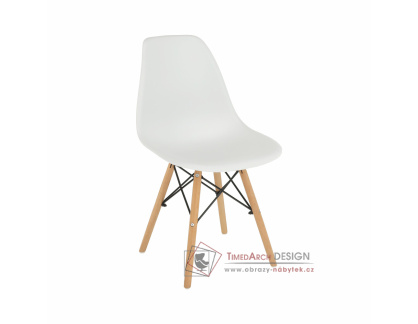 CINKLA 3 NEW, jídelní židle, buk / plast bílý