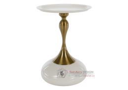 FEJ, příruční stolek pr. 40cm, zlatá / bílá Ivory
