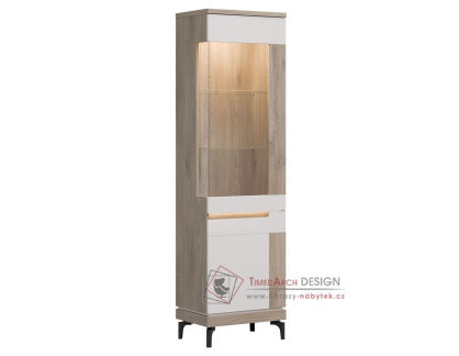 ASTON AN06, vitrína 2-dveřová - pravá, dub cremona / kašmír