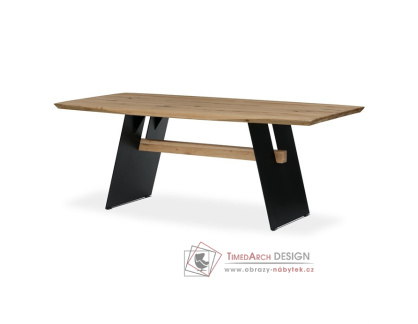 DS-M200 DUB, jídelní stůl 200x100cm, černý lak / dubový masiv