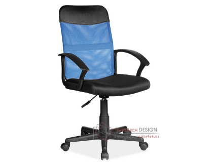 Q-702, kancelářská židle, látka černá / síťovina modrá