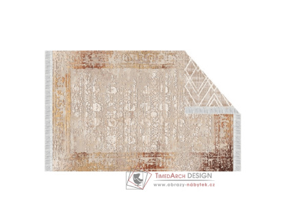 NESRIN, koberec oboustranný 80x150cm, béžová / vzor