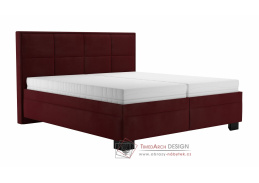 ELA, čalouněná postel 180x200cm, látka vínově červená / matrace IVANA PLUS
