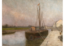 Jakub Schikaneder - Průplav s lodí