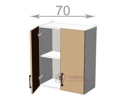 horní skříňka š.70, v.72, Kaiser W7072, bílá/kouř mat