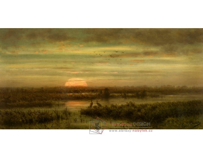 A-7189 Jean Pierre Francois Lamoriniere - Krajina s volavkami při západu slunce