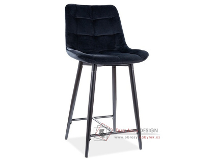 SIK VELVET 2, barová čalouněná židle, černá / látka černá