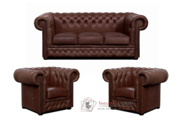 CHESTERFIELD LORD, sedací souprava 3+1+1, kůže hnědá