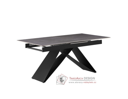 MAJED, jídelní rozkládací stůl 160-200x90cm, černá / beton