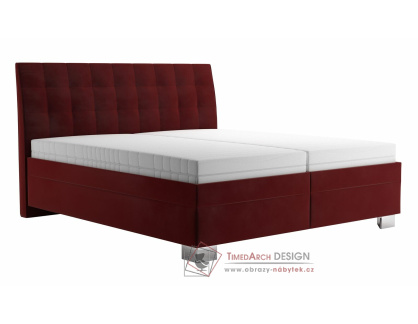SARA, čalouněná postel 180x200cm, látka vínově červená / matrace IVANA PLUS